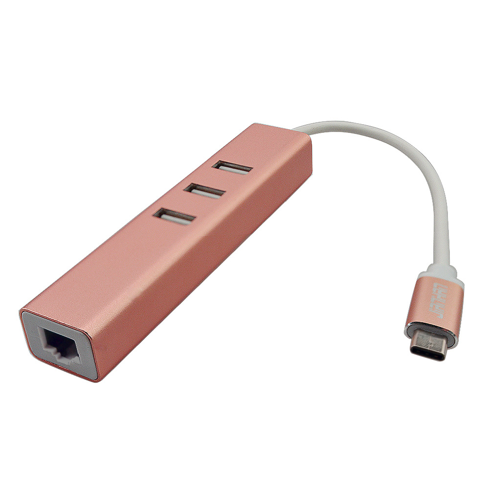 Ethernet Adapter with USB Ports and RJ45 Port